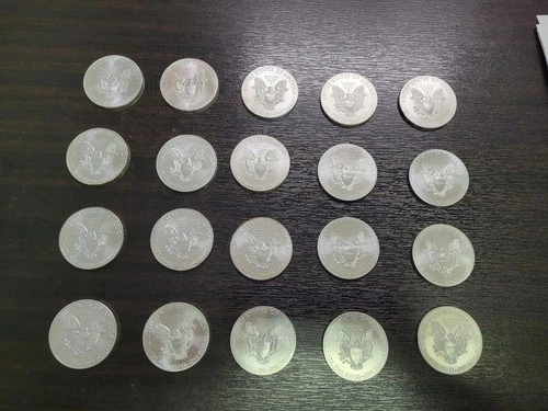 Full Roll [20 Coins] Silver Eagle One Ounce Silver Dollars BU - Free SHIPPING