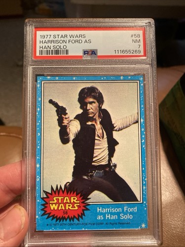 1977 Topps Star Wars #58 Harrison Ford as Han Solo — PSA 7