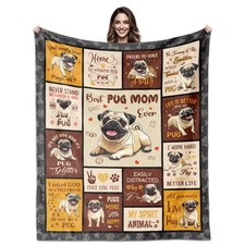 Pug Gifts for Women Pugs Mom Throw Blanket 60x50 Inch Pugs Dog Decor 1 PCS