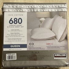 Kirkland Signature 680 Thread Count 6 Piece Sheet Set Queen Alloy Gray BRAND NEW