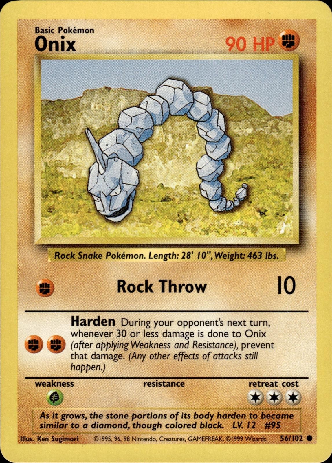 Pokemon Base Set Common Onix 56/102 - Near Mint (NM)