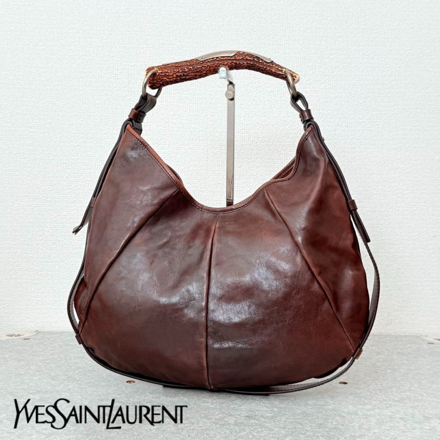 Borsa a tracolla Yves Saint Laurent Mombasa Rive Gauche in pelle marrone anni 2000