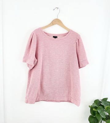 Talbots 2X Pink White Knit Short Sleeve Blouse Top Women s Plus 2X