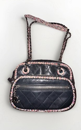Chanel Quilted Classic  Flap Lambskin Camera Bag Crossbody Tweed Trimmed