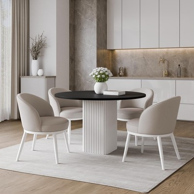 Beistelltisch CUBO Ø100 cm Metalltisch Wohnzimmertisch WEIß/SCHWARZ