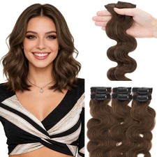14" 6PCS Medium Brown Body Wave Hair Extensions for Women Daily Party 200E471452
