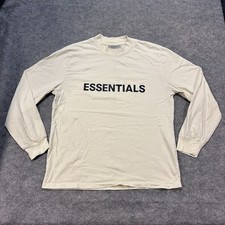 Fear of God Essentials Long Sleeve T-Shirt Cream Buttercream Men Size S Logo