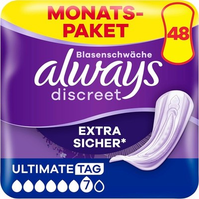 Always Discreet Inkontinenzeinlagen für Frauen Ultimate Tag 48 Stück Extra