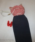 VINTAGE BARBIE DOLL FASHION CLOTHES #918 CRUISE STRIPES WHITE BELT RED HEELS