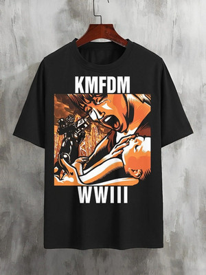 Vtg KMFDM Band WWIII Short Sleeve Cotton Black T Shirt For Men TT64