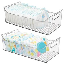 mDesign Portable Nursery Storage Plastic Baby Organizer Storage Caddy Bin w/H...