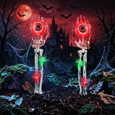 Halloween Decorations Outdoor, 2 Pack Skeleton Hands 2 Pack, Red