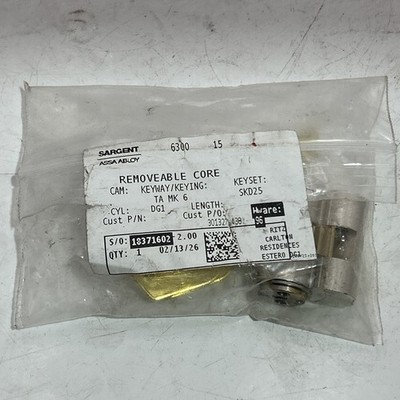 Sargent Assa Abloy Removable Core Large Format Cam Cylinder DG1 W/2keys
