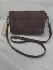 FREE SHIP!  NWT Viola Castelanni BURGUNDY TJMaxx Viral Suede Bag (Bottega dupe)