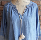 NWT J JILL DENIM BLUE WHITE EMBROIDERY FLORAL PULLOVER TASSEL SHIRT TUNIC TOP XL — photo 5