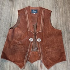 VTG Echo Mountain Arturo Men s 48 Brown Suede Leather Western Vest Concho Fringe