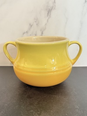 LeCreuset Yellow Nectar Ombré Mini Bean Soup Pot/Sugar Bowl Orange No Lid 10.04 