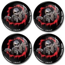 4 x 55mm 3D Domed Car Wheel Centre Cap Stickers for Hub Cap Rim Cover Black D...