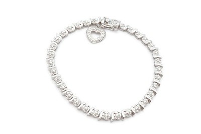 Ross Simons Sterlingsilber 925 Diamant Herz Armband 7,25''