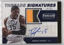 2014-15 Panini Threads Signatures Prime 18/25 Derrick Favors #33 Auto pu3