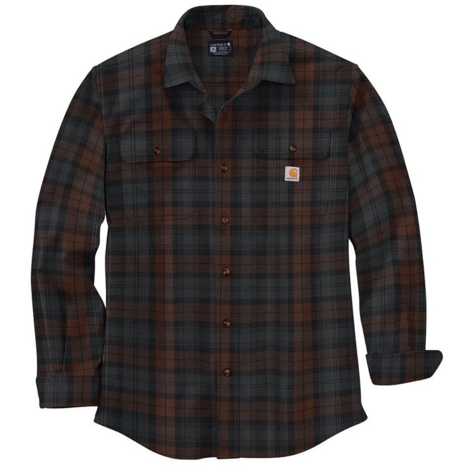 Carhartt Mens Loose Fit Heavyweight Flannel Plaid Shirt Mocha Brown Medium
Opens in a new window or