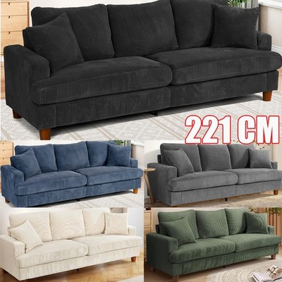 3-Sitzer Sofa Polstersofa aus Cordstoff mit Abnehmbare Kissen und Rückenlehnen