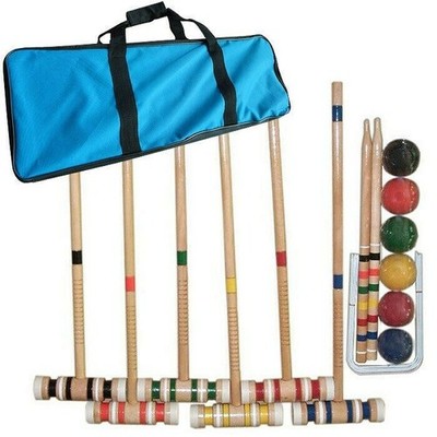 Complete Croquet Set with Carrying Case Backyard Outdoor Lawn Game