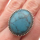 925 Sterling Silver Vintage Real Bisbee Turquoise Beaded Oxidized Ring Size 7.5