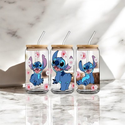Libby Cup Stitch 16 Unzen Glasdose mit Deckel und Strohhalm 