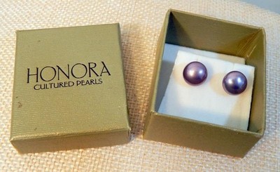 NIB Honora Soft Lavender Cult Fresh Pearl 9mm Sterling Silver Stud Earrings