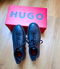 HUGO Herren Sneaker Leder Low Top Schnürung Schwarz EU 43 blak_Tenn_it_n