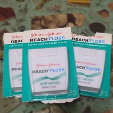 Lot of 3 NOS Vtg 1995 REACH Dental Floss Johnson Johnson Mint Waxed Set Prop