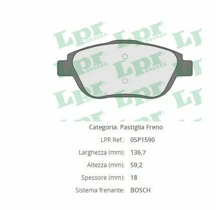 Pastiglie del freno LPR per auto