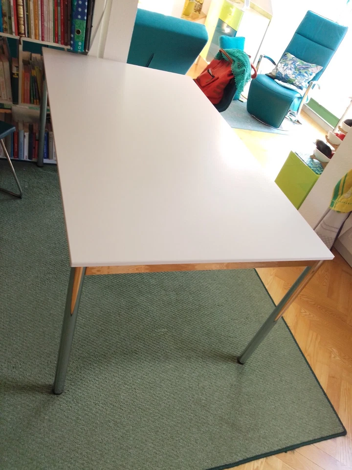 Wie Neu: Hochwertiger Design Holz Schreibtisch weiß L:160 X B:90 XH:75