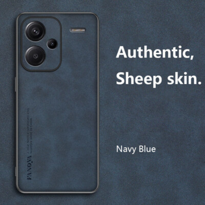 For Xiaomi Redmi Note 13 Pro+ 12 10 Pro Luxury Sheepskin Leather Back Case Cover