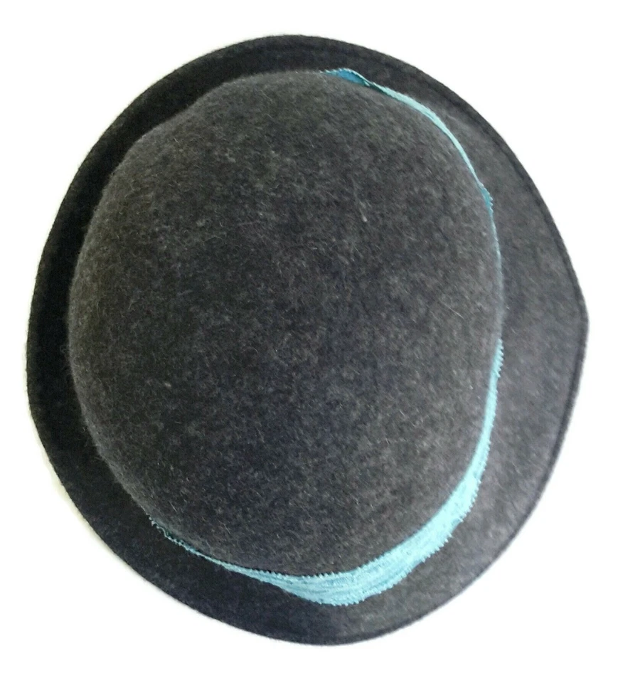 NWOT Anthropologie Dark Gray Wool Hat with Blue Lace Band by Yellow Bird, $58 - Image 4 of 4
