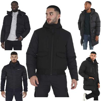 BRAVE SOUL MEN PUFFER JACKETS SOFT SHELL PUFFA HOODED WINTER QUILTED PADDED  COAT UK