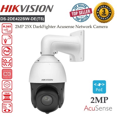 Hikvision DS-2DE4225IW-DE(T5) 25x Zoom 2MP PTZ Security Camera 100m IR Outdoor