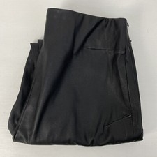 Zara Basic Womens Black Faux Leather Look Ankle Zips Pants Size 28 ExcellentJFX8