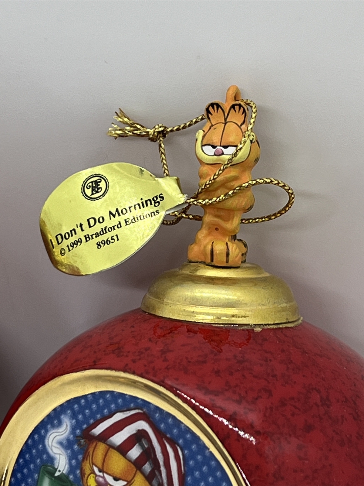 1999 Bradford Exchange Pair Of Garfield Ornaments I Don’t Do Mornings W/tags - Picture 11 of 11