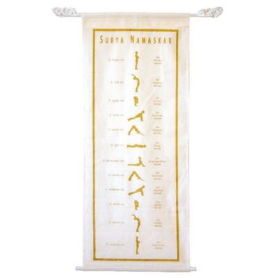 Wandbehang ''Surya Namaskar'' natur gold Wandschmuck Wandbild Yoga ca. 37 x 92 cm