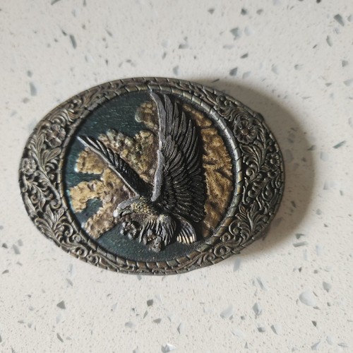 Vintage Gürtel Indiana Metal Craft Zinn Adler Schnalle 1982 - Bild 1 von 3