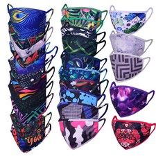 Face Mask Washable Printed Reusable Masks Mouth Breathable Protection Lycra