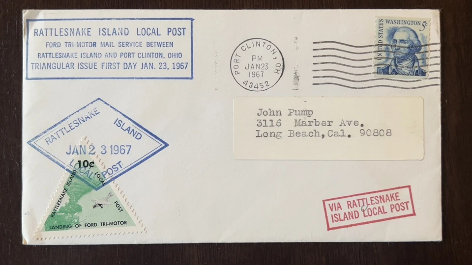 1967 RATTLESNAKE ISLAND PORT CLINTON OHIO FDC COVER WITH LETTER DIAMOND CANCEL - Image 2 of 4
