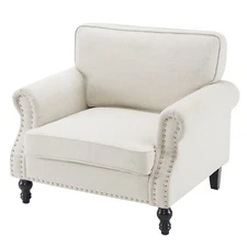 LEADZM 41" Faux Leather Sofa Couches, One Seater Mid-Century Modern Sofa with