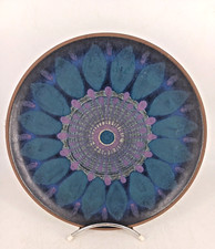ASSIETTE PLAT EN CERAMIQUE COULEUR BLEU  MOTIFS SPIRALES GEOMETRIQUES 1960 ø29cm