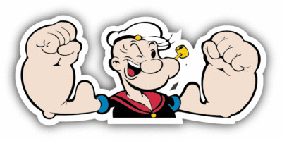 Popeye Power Cartoon Car Bumper Sticker Decal 6'' x 3''