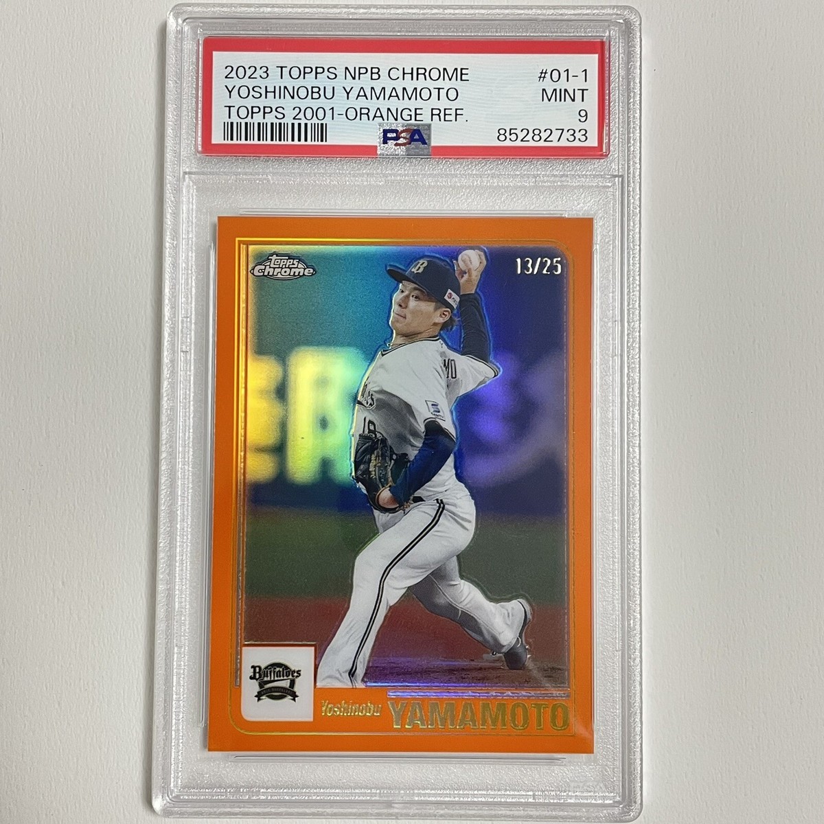 YOSHINOBU YAMAMOTO 2023 TOPPS NPB CHROME 2001 #01-1 ORANGE