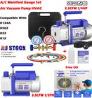 A/C Manifold Gauge Set 2.5CFM 3.5CFM Air Vacuum Pump HVAC+R134A R502 R22 R12 Kit