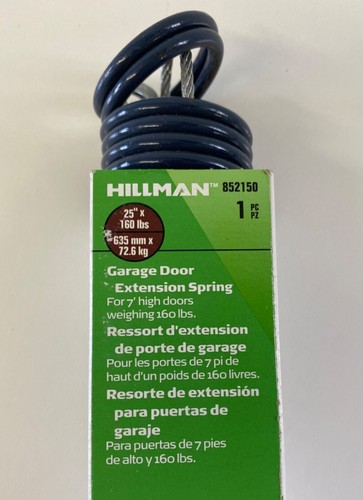 Hillman Garage Door Extension Spring 852150 25' by 160 lbs, For 7' high doors - Picture 3 of 4